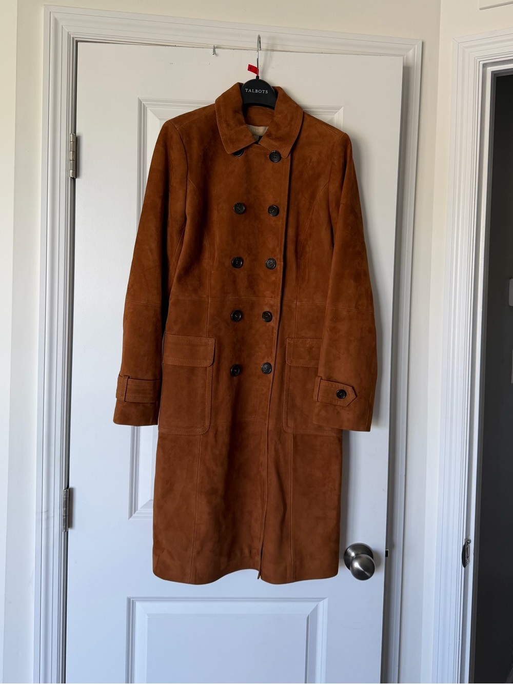 Talbots Brown Suede Double-Breasted Trench Coat